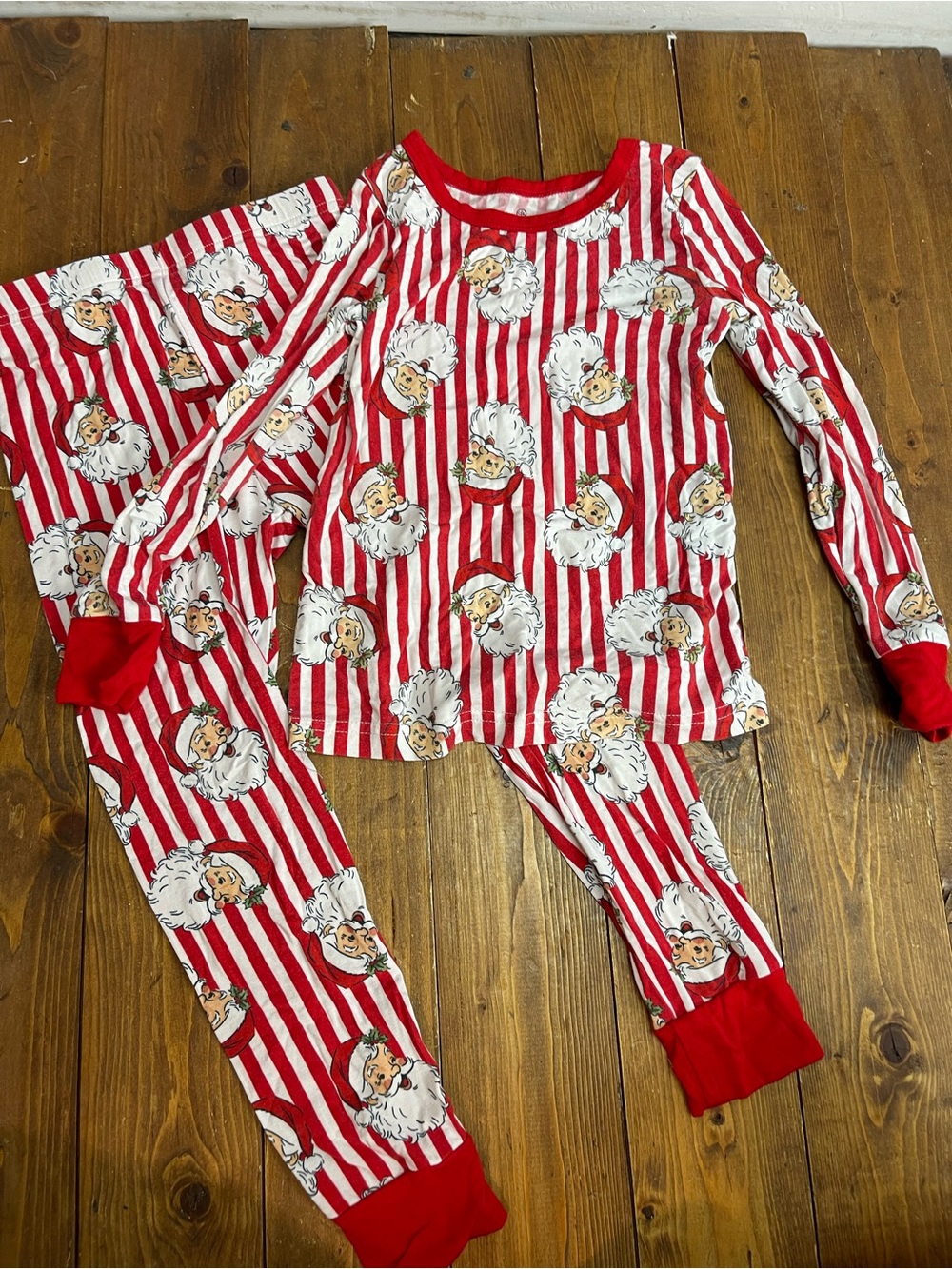 Caden Lane size 4T bamboo Christmas pajamas red and white with Santa Clause